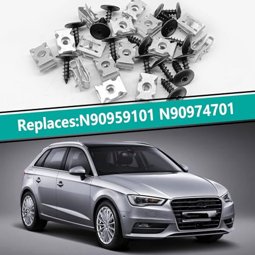 Image of 15Sets Fender Liner Bumper Cover Splash Shield Scew Nut Kit, Compatible with VW GoIf Jetta Passat Tlguan AUD A4 A6 A7 A8 Q5 RS5 S6 S7 S8, N90974701 N90959101