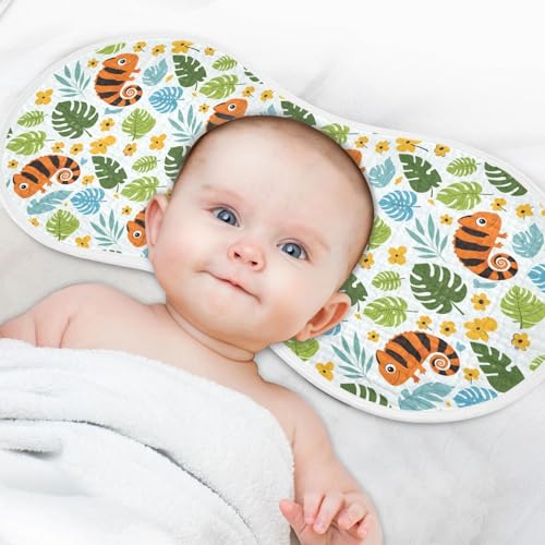 2 Pack Muslin Burp Cloths Chameleon Tropical Cotton Baby Burp Cloths Extra Absorbent and Soft Burping Cloth for Baby Boys Girls, Large 22" x 11"4