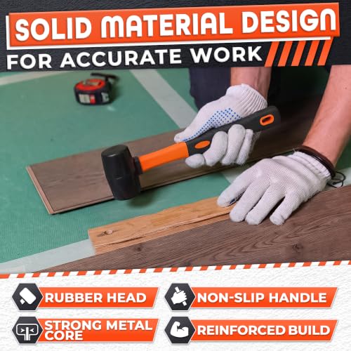 Image of Rubber Mallet Hammer 8 Oz, Soft Face Non-Marring Head (Orange) | Small Mallet with Non-Slip Ergonomic Grip for Woodworking, Tile, Flooring, Furniture Assembly, Jewelry, and Leatherwork
