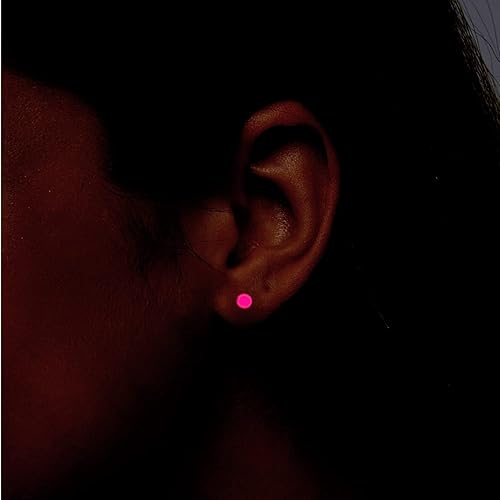 Miniatura 4 de Glow-in-the-Dark 5mm Round Stainless Steel Stud Earrings for Women, Teens & Girls - Hypoallergenic, Flat Back Earrings, Handmade in Italy, Jewelry