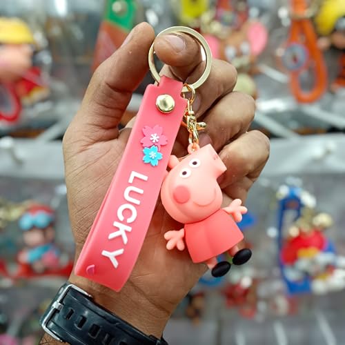 Image of Cute Cartoon Character Silicone 3D Key Chain with Strap Charm & Metal Hook, Merchandise Key Rings Gift for Kids Girls Boys Men & Women