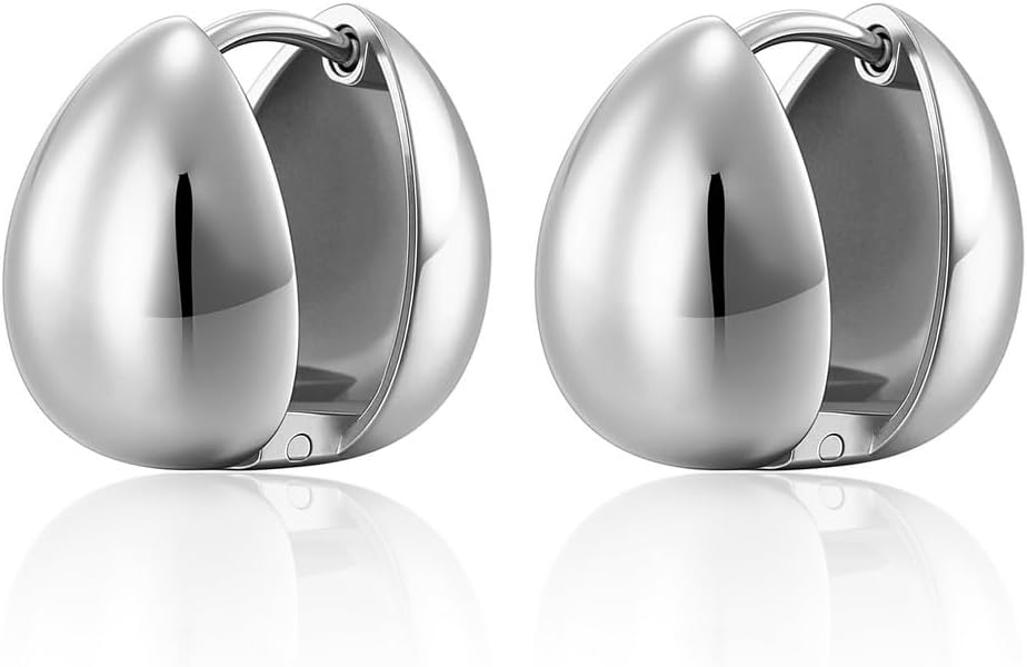 PiercingJ Small Silver Teardrop Hoop Earrings for Women 20G Chunky Lightweight Huggie Drop Earring Christmas Birthday Jewelry Gift - Image 2