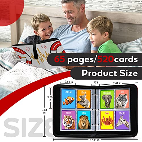 520 Cards Trading Card Binder 4 Pocket, Game Cards Binder With 50 Removable Sleeves, 3-Ring Card Collector Album Holder For Most Standard Size Cards, Card Book Folder Protector For Baseball Basketball Football Cards #TOP1