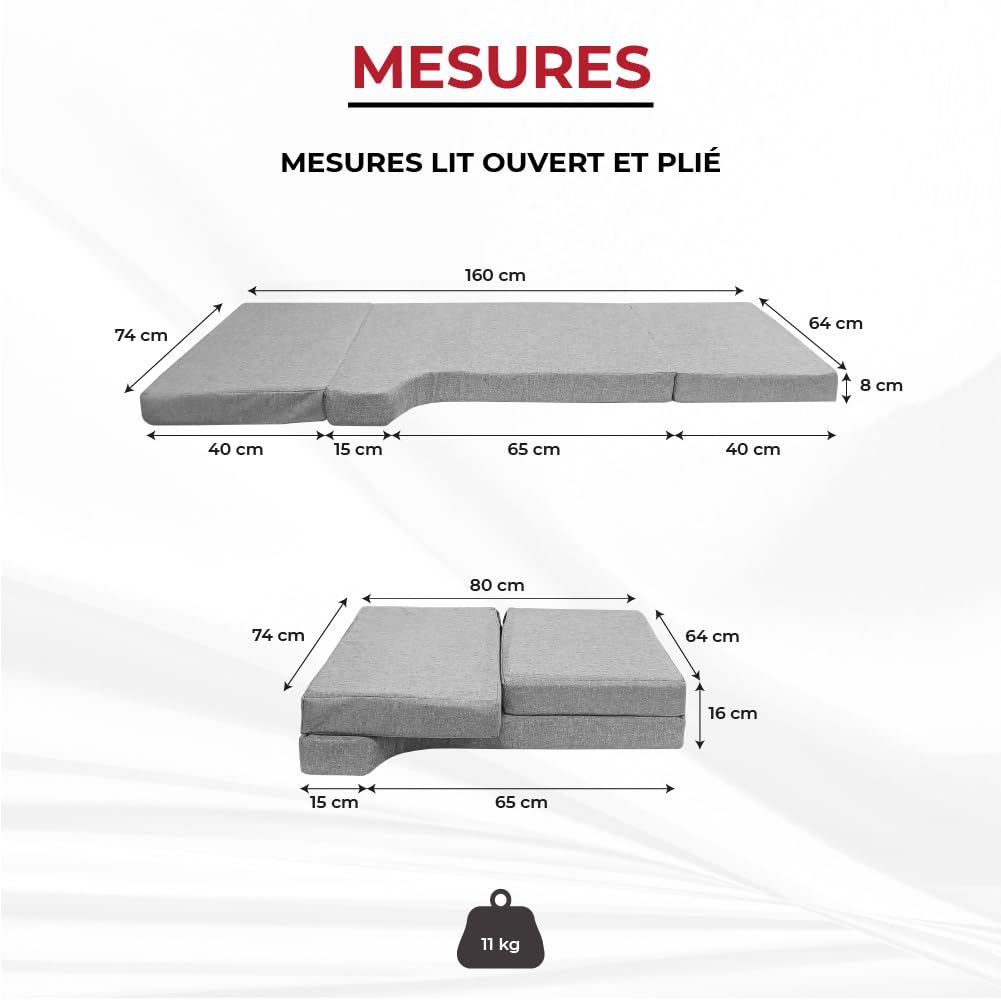 K'Foam Matelas Pliable pour lit Avant de Camping-Car Mercedes Sprinter (2018-2025), Couleur Grise