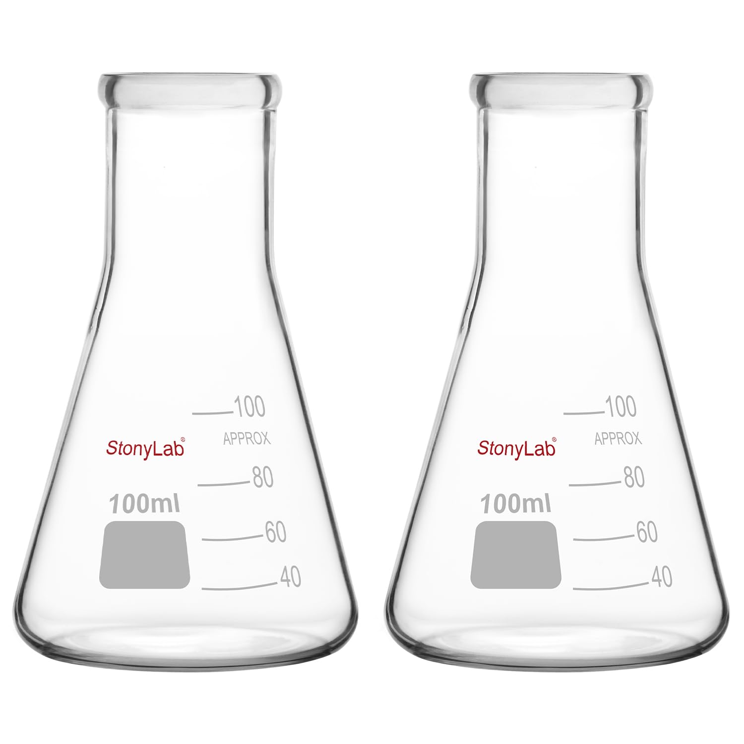 stonylab Erlenmeyer Flasks, 2 Pack 50 ml Narrow Mouth Heavy Wall Borosilicate Glass Erlenmeyer Flask Laboratory Glassware — Amazon image 10