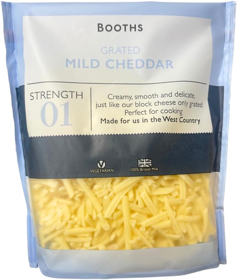 Booths Premium Grated Mild Cheddar Cheese, 250g