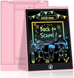 JefDiee Kids Drawing Boards LCD Writing Tablet, 10 Inch Colorful Screen Electronic Learning and Education Drawing Pads Doodle and Scribbler Board Toys Gifts for Girls Boys (Pink)