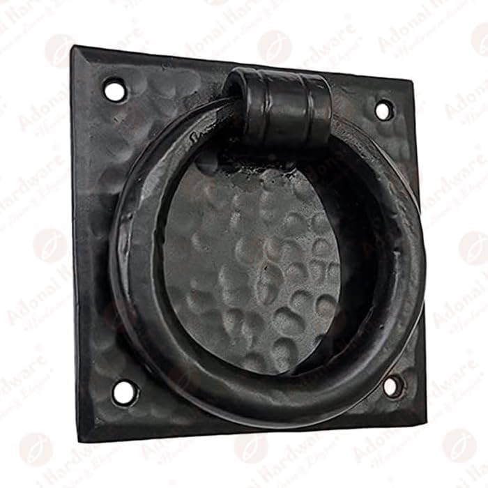 Adonai Hardware 3.6" "Jathniel" Antique Heavy Duty Cast Iron Front Entry Sturdy Stylish Hammered Ring Door Knockers for Vintage Wooden Barn Shed Doors, Gates, Fences, Furniture and Farmhouse