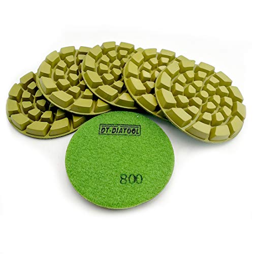 DT-DIATOOL Diamond Concrete Polishing Pads for Dry or Wet Polishing Concrete Cement Terrazzo Floor Diameter 100mm Grit 800 Pack of 6