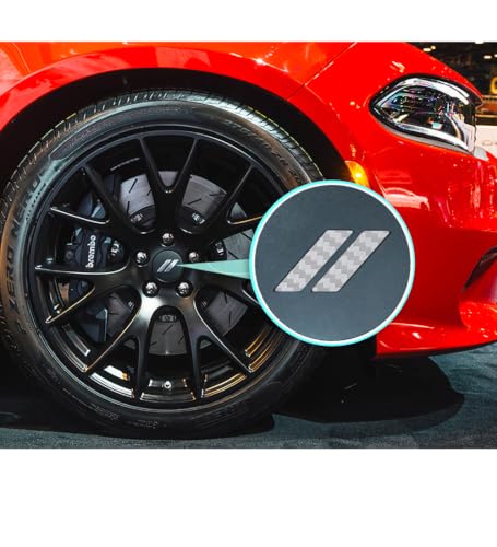 Image of IPG Compatible for Dodge Charger Challenger Durango Wheel Center Cap Decal Sticker Wrap Kit Personalize Your Vehicle (Inner Logo, Silver Carbon Fiber)