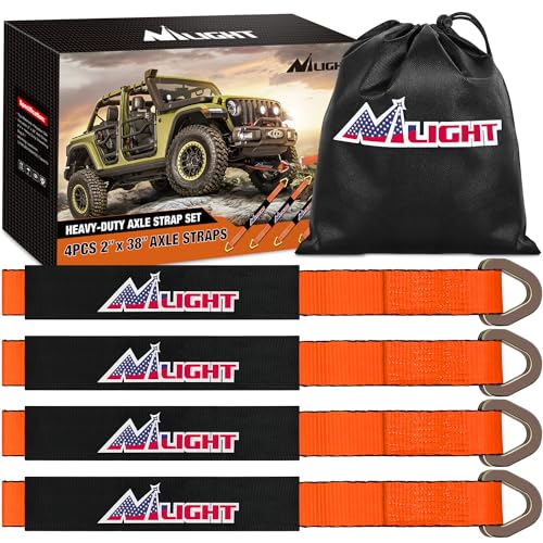 Nilight 4PCS 2x 38 Axle Tie Down Straps with Protective Sleeve D-Ring for Securing Car Transport Lab Tested 11 127lbs Break Strength Used for Car Engine Hoist Truck Trailer UTV
