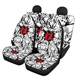 NEVAY Car Seat Covers Full Set Anime Demon Slayer - Universal Fit, Automotive Seat Cover, Low Back Front Seat Covers, Split Bench Rear Seat, Washable Seat Cover for SUV, Sedan(Color: C)