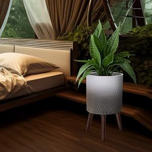 12 inches plant pot with stand large modern standing planters with drainage holes for indoor plants whitegray flower pots with legs  urban country home decor