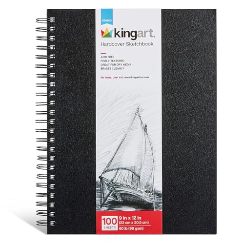Carnet de croquis Kingart grand format 22,9 x 30,5 cm pour dessin au crayon et feutre