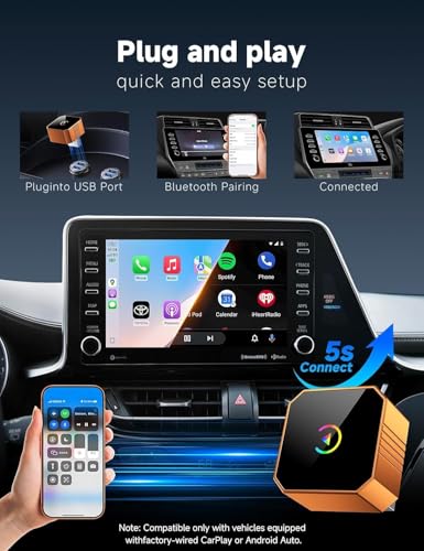 Image of Aimoon 2026 Upgraded Wireless CarPlay Adapter for iPhone＆Android, Car Play Mini Wired to Wireless Adapter for CarPlay ＆Android Auto Plug and Play Stable Connection & No Latency for iPhone iOS 10+