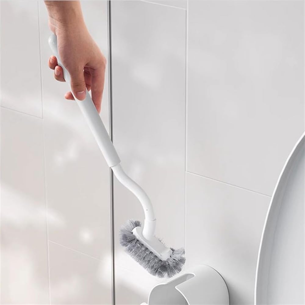 Escobillas de Baño Juego de portaescobillas de baño montado en la Pared for el hogar, Mango de plástico, Cabezal de Cepillo Grueso, escobilla de baño con Base de ventilación Escobilla WC