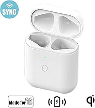 Qi Wireless Charging Case Replacement Compatible with AirPods 1 2, NeotrixQI AirPod Charger Protective Cover Built-in Battery 5 Times Full Charge with Sync Bluetooth Pairing Button (White) - coolthings.us