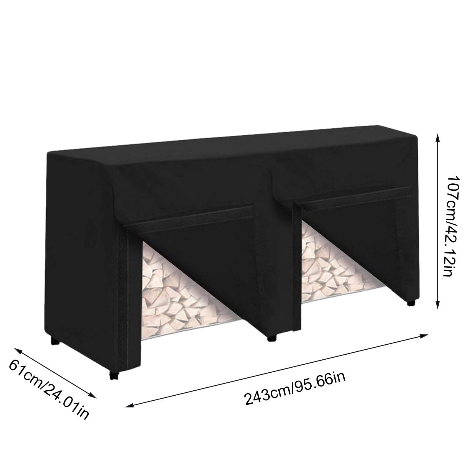 Housse pour porte-bûches – Abri robuste en tissu Oxford 210D, protection imperméable pour bois de chauffage, construction coupe-vent | Protection UV à double couture pour l'extérieur – Fournitures de