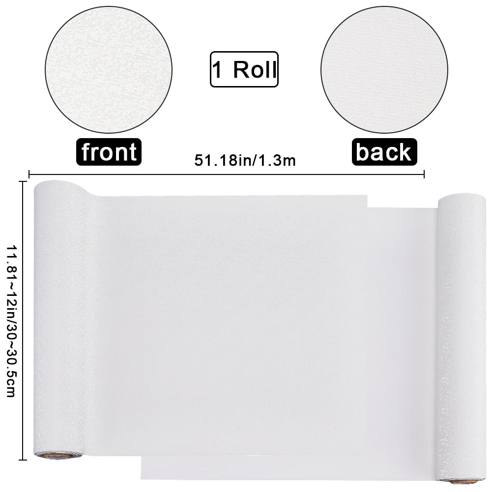 craspire 51 x 11.8 Zoll Buchtuch Zum Binden von Büchern Weißes PU Ledergewebe Oberfläche Mit Lasermuster Vlies Basisschutz Schutz Für A4 A8 Buchumschläge Alben Scrapbooking DIY Buchtuch