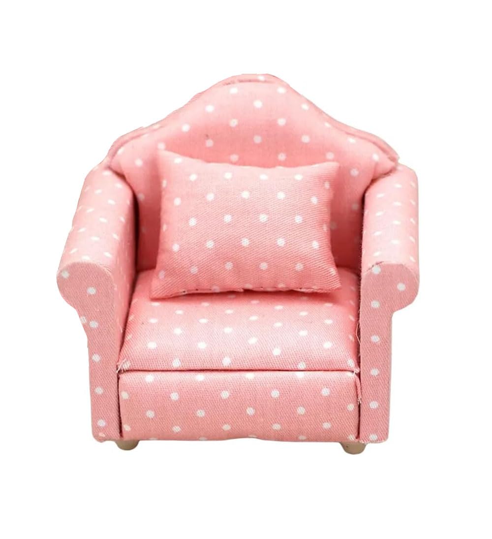 Mini Divano Giocattolo Rosso In Tessuto Per Casa Delle Bambole, Modello In Scala 1:12 Con Design Vintage Americano, Poltrona Per Micro Paesaggi E Decorazione Fai Da Te