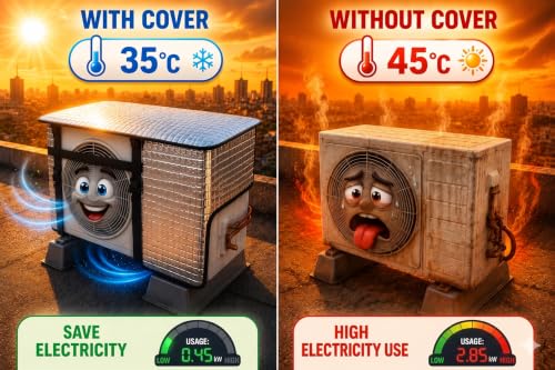 Image of AC Outdoor Unit Protector Cover | HEAVY DUTY | Waterproof Sun & Heat Protection Heat Insulated | AC Outdoor Unit Cover | Air Conditioner Outer Compressor Shade for Split 1.5 & 2 Ton (Universal Size)