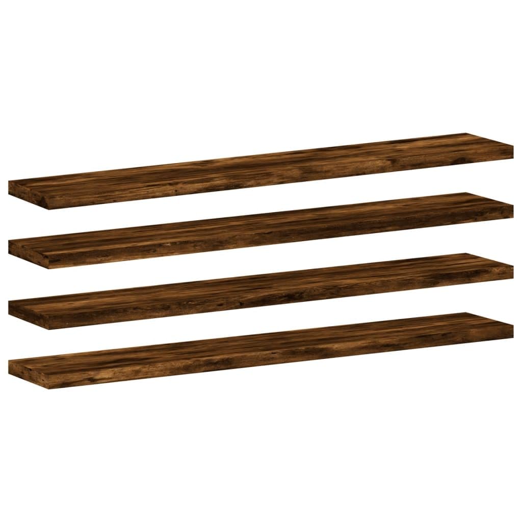 vidaXL Wall Shelves 4 pcs, Floating Shelf for Display Books CDs, Wall Mounted Shelf for Living Room, Wall Rack, Smoked Oak Engineered Wood