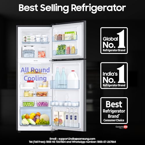 Image of Samsung 236 L, 3 Star, Convertible, Digital Inverter with Display Frost Free Double Door Refrigerator (RT28C3733S8 /HL, Silver, Elegant Inox)