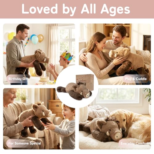 Image of Niuniu Daddy Weighted Wild Boar Stuffed Animal for Kids & Adults, 20 Inch 3.3lb Large Plush Toy with Soft Fur, Weighted Plushies Pillow for Sensory Calm, Huggable Gift for Everyday Comfort