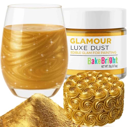 Bulk (20g) Gold Luster Dust Edible Glitter for Cocktails | Premium Edible Gold Luster Dust for Cake Decorations - Edible Glitter for Drinks Cupcakes Cookies Cakes Food Paint