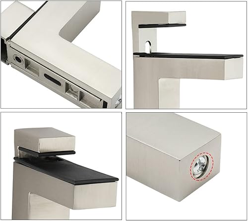 Miniatura 5 de Abrazadera de vidrio, soporte ajustable de maderavidrio para estante de pared, níquel cepillado, paquete de 2