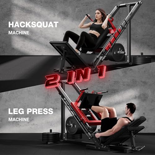 JELENS Leg Press Hack Squat Machine, Leg Machine for Home Gym with Linear Bearing, L11 Professional Adjustable Leg Exercise Machine, Lower Body Special (Red, Classical) - Thumbnail 2