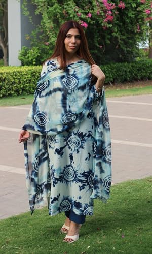 Image of GoSriKi Women's Viscose Printed Straight Kurta with Narrow Pant and Dupatta | Kurta Set for Women Suit Set for Women | Indian Ethnic Wear Designer Collection