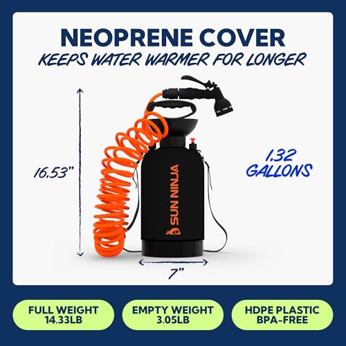 Image of SUN NINJA Portable Shower, Camping Shower with 7 Mode Shower Head