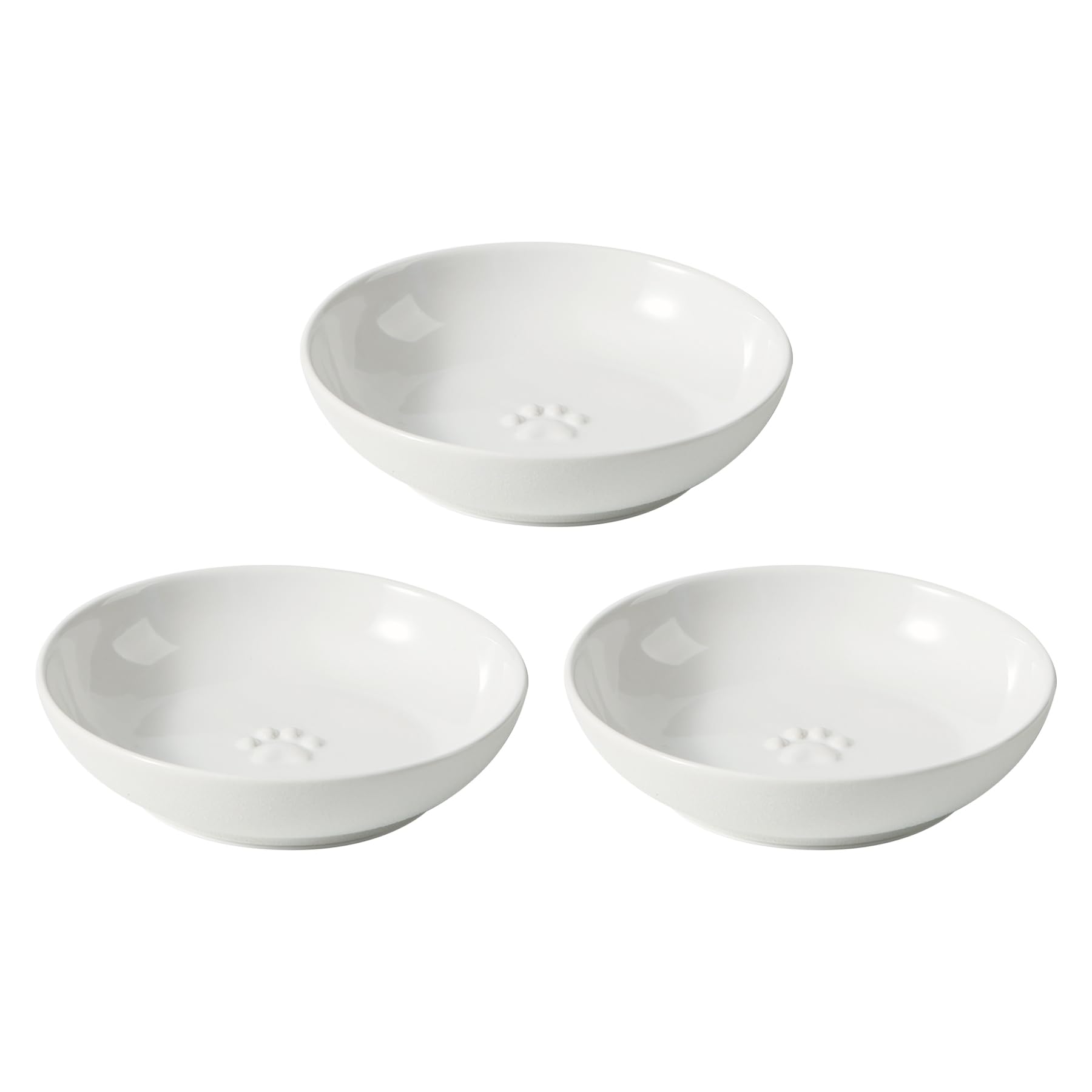Havniva 5.7'' Ceramic Wide Whisker Friendly Cat Dishes, Set of 3 Ceramic Cat Bowls, Indoor Kitten Feeding Food& Water Dish to Prevent Whisker Fatigue(3 Pcs,White)