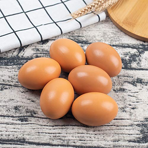 Sallyfashion 8Pcs Wooden Faux Fake Eggs, Children Play Kitchen Game Food Toy - Log Color #TOP4