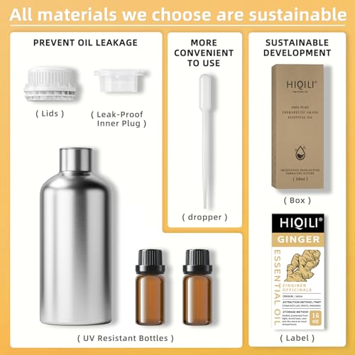 Image of HIQILI 16 Fl Oz Ginger Oil, 100% Pure Natural Ginger Essential Oil for Hair, Massage, Skin - 500ML