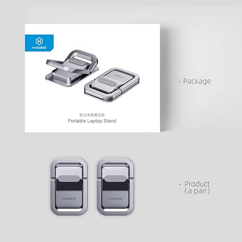 Miniatura 8 de Hagibis Soporte para laptop de altura ajustable para escritorio, elevador invisible portátil para laptop, soporte ergonómico para teclado,