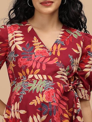 Image of The Mom Store Maternity and Nursing Wrap Dress for New Mom | Pre and Post Pregnancy Wear for Womens | Trendy Stylish Printed Friendly Dresses for Women | Comfortable