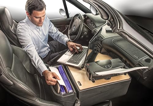 Image of AutoExec Roadmaster Car Desk for Your Vehicle Workstation and Mobile Office, Natural with Printer Stand