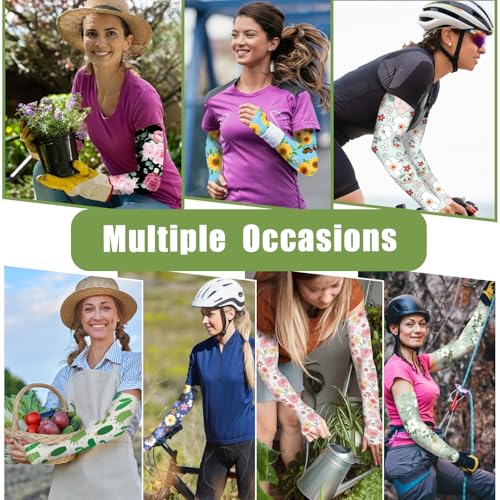 Image of Bebila Gardening Sleeves for Women Farm UV Sun Protection Anti-Scratch Cooling Sleeves with Thumb Hole Arms Cover Outdoors