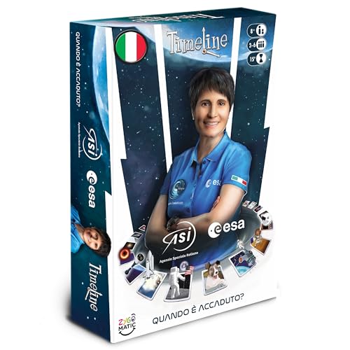 Asmodee - TIMELINE: ASI ESA (Agenzia Spaziale Italiana e Agenzia Spaziale Europea) – Metti Alla Prova le Tue Conoscenze sull'Astronomia – Gioco da Tavolo – 2-6 Giocatori – 8+ Anni – Ed. in Italiano