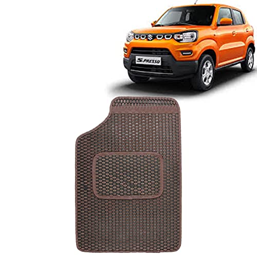 Image of Kingsway Dotted Design Car Floor Foot Mats Universal Fit for Maruti Suzuki S Presso, Model Year : 2019 Onwards, Water and Dustproof, Color Brown, Set of 5 Pieces