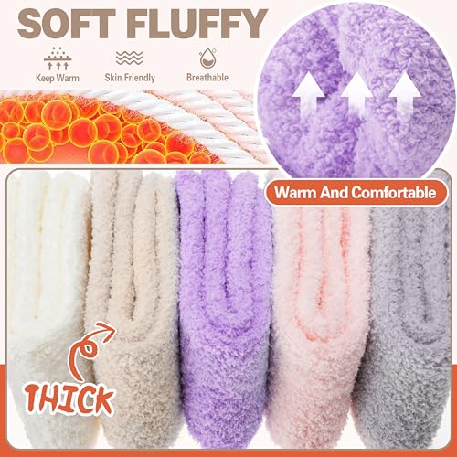 Image of Fuzzy Socks Fluffy Thick Warm Winter Soft Cozy Plush Sleep Home Fleece Cabin Soft House Socks for Women Men