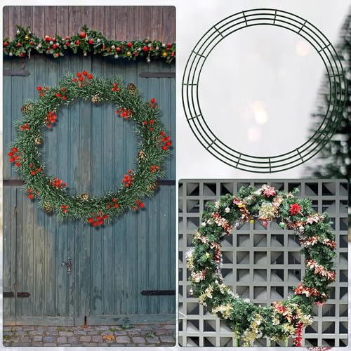 image for Aodaer 6 Pack 30 Inch Wire Wreath Frame Christmas Dark Green Wire Wrea