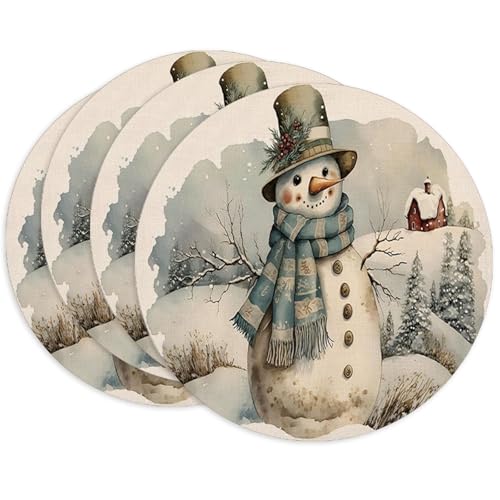 Bseical 4er Set Platzsets Weihnachten, 35cm Tischset Weihnachten Rund,...