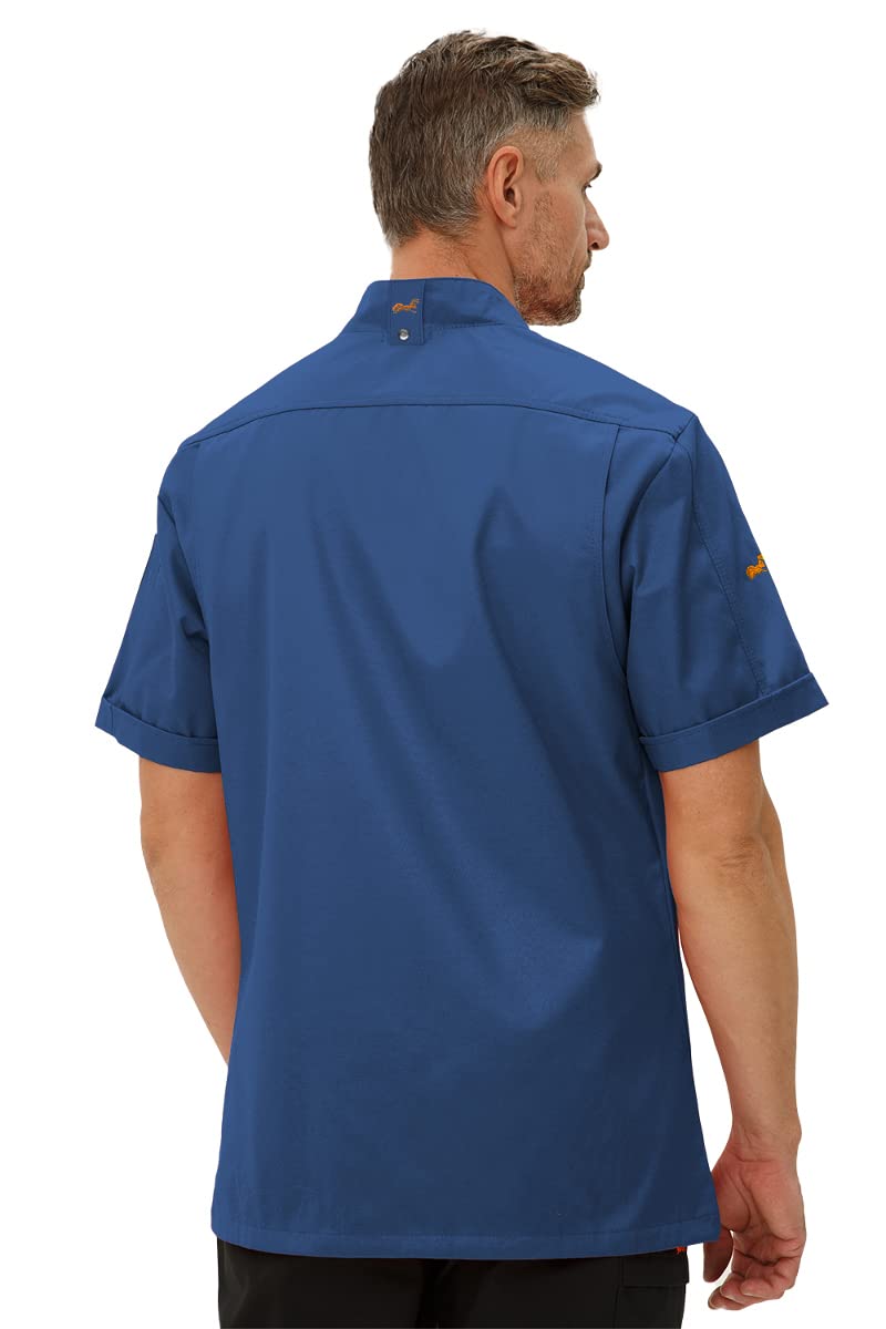 strongAnt - Chaqueta de cocinero para hombre easyClean, incluye botones de bola. Chaqueta de panadero de manga corta/manga larga, fácil de planchar, estilo slim fit
