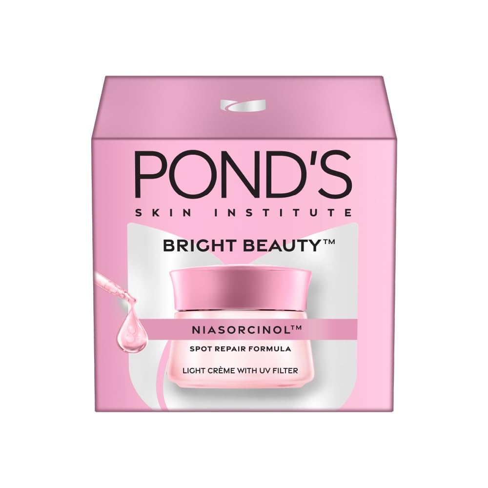 Pond's Bright Beauty Light Cream with UV Filter | Niasorcinol | 100x Better than Vitamin C | Niacinamide | Fades Dark Spots, Brightens Skin, 35g