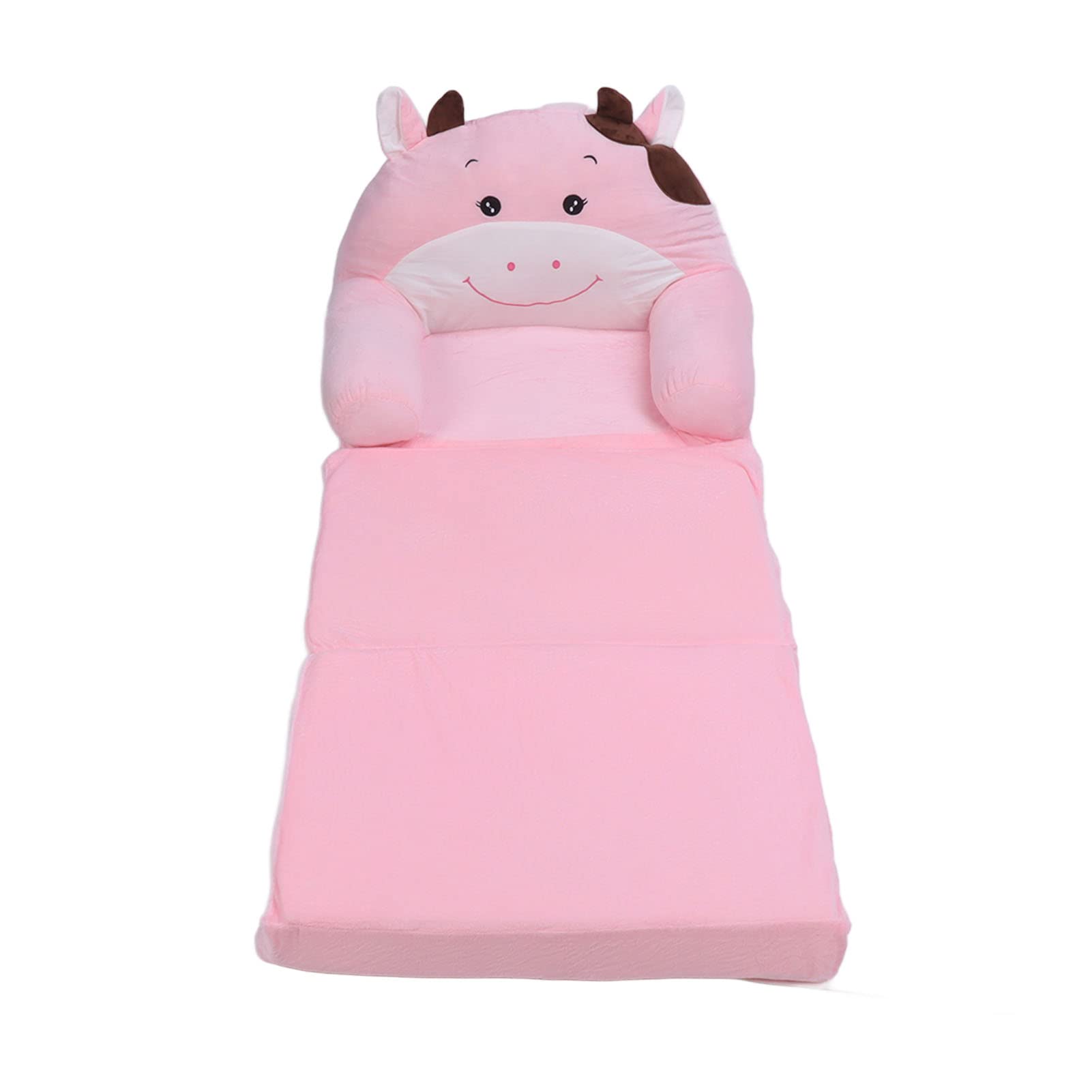 Składana Sofa dla Dzieci Cute Cartoon Miękka Wygodna Rozkładana Sofa dla Chłopców Dziewcząt Sypialnia w Różowym Kształcie Krowy (3 warstwy)