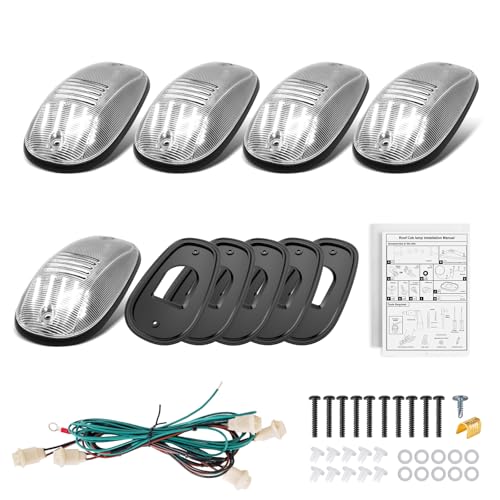 Mynoway White LED Cab Roof Lights Fit For 2003-2018 Ram 1500 2500 3500 4500 5500 Roof Cab Clearance Lamps Kit with wiring harness,Clear lens(Can be installed on cars without Cab Roof lights)
