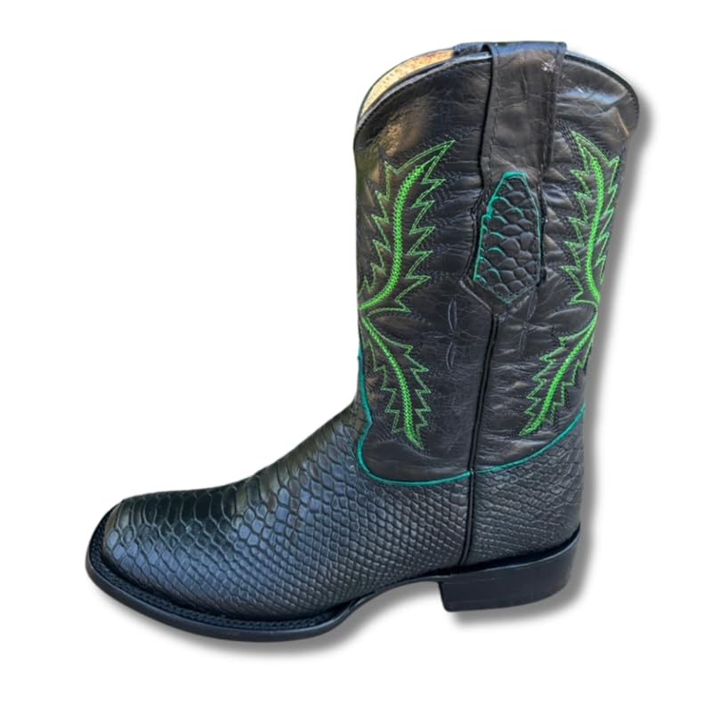 Image of Men's Alex Exotic Caiman Python Western Cowboy Boots Square Toe Pull On Tall Shaft bota de vaquero para hombre